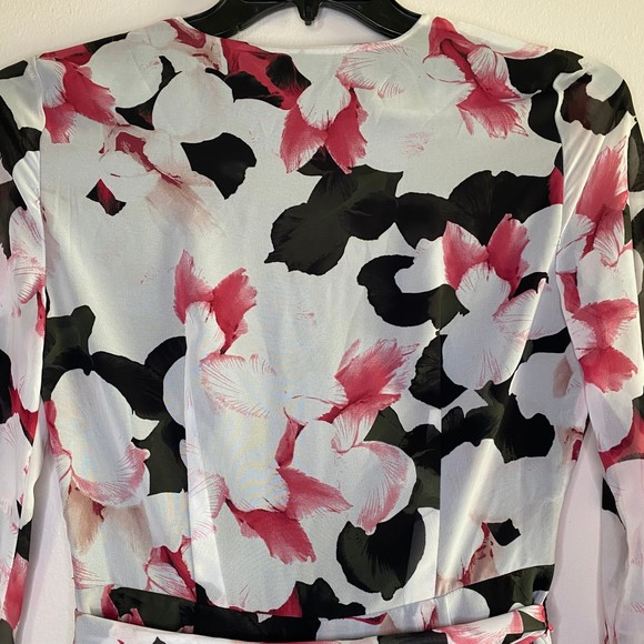 1 STATE woman's size 4 Moonlit Petals floral ruffle sheer long sleeve mini dress - Picture 6 of 15